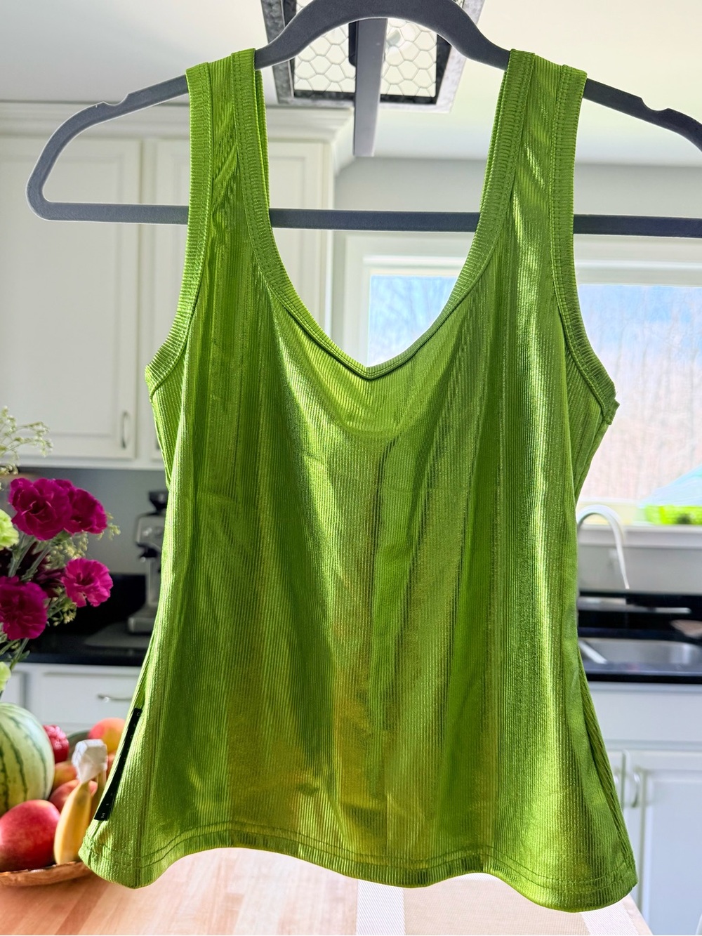 Missguided Bright Lime Green Ribbed V‑Neck Tank Top $7